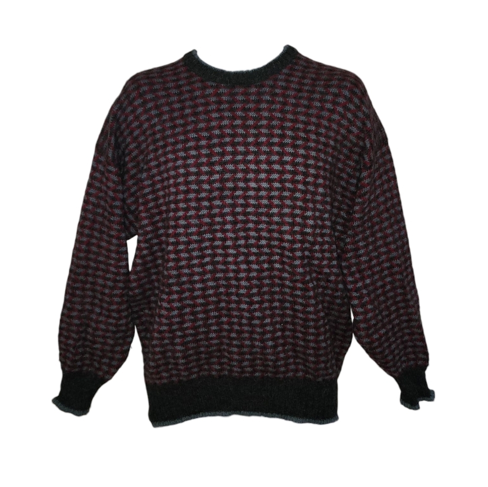 Saddles Fisherman's Winter Organic Vintage Retro Geo Wool Crewneck Sweater Men's
